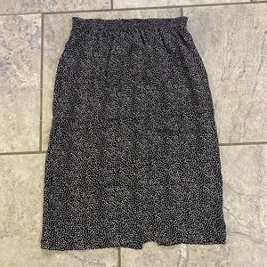 Vintage 100% Silk Black & White Polka Dot Midi Skirt